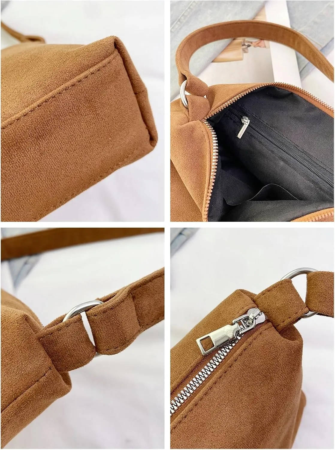 Women 2025 Fall Winter Retro Suede Shoulder Bag Small Hand Purse Soft PU Suede Clutch Bag