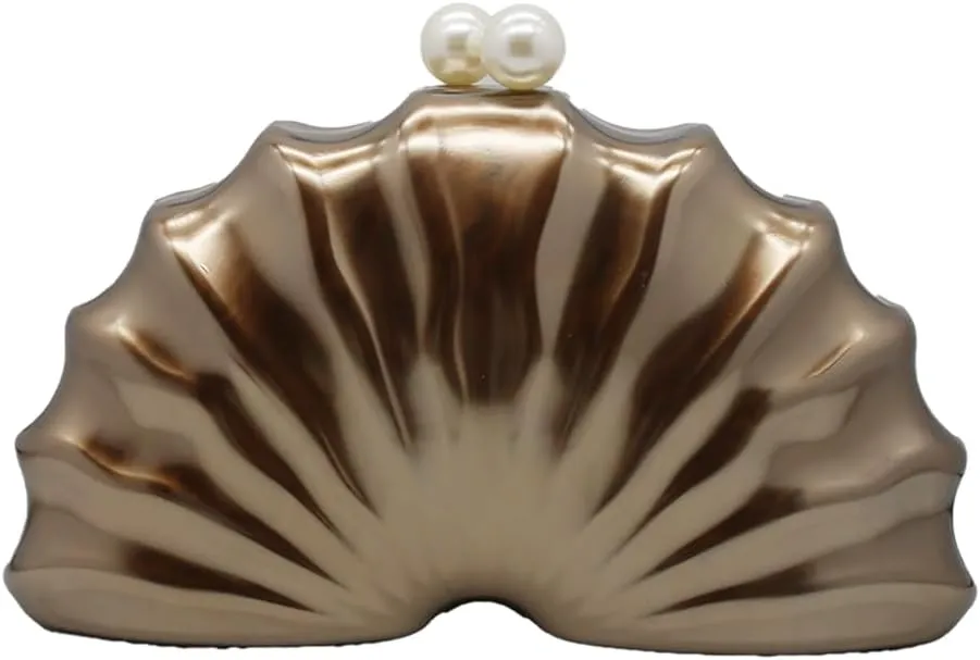 Women Acrylic Shell Shaped Clutch Luxury Marble Acrylic Evening Handbag Unique Chain Shoulder Bag Wedding Party Purses
