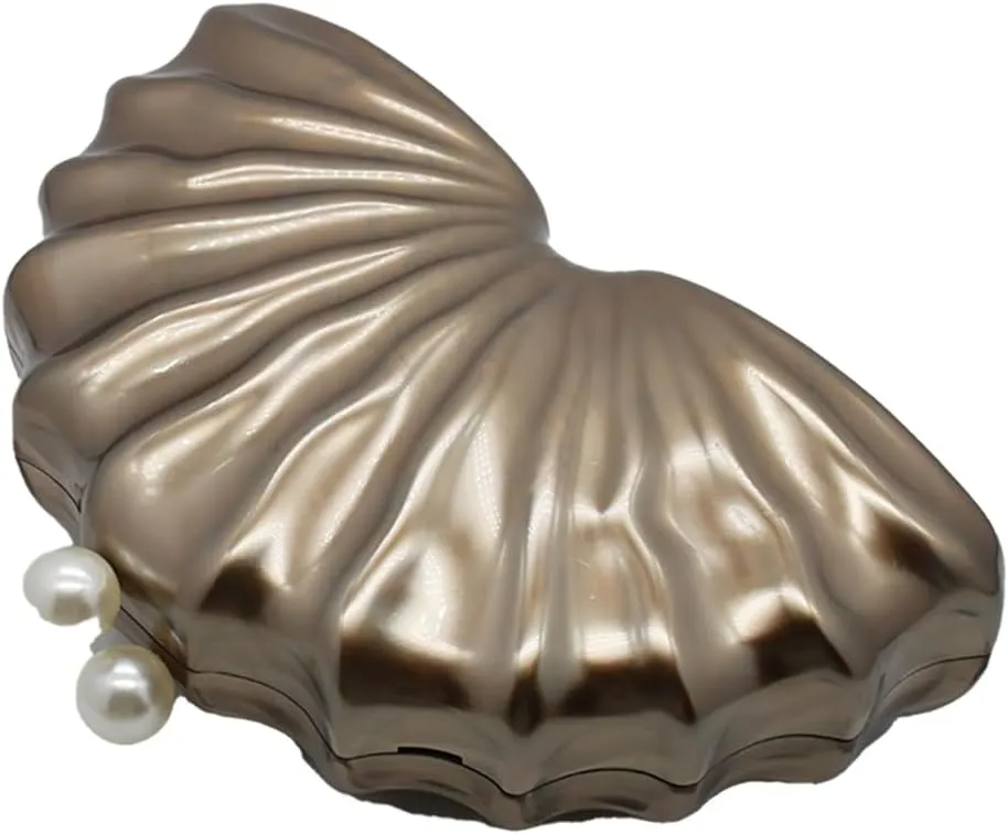 Women Acrylic Shell Shaped Clutch Luxury Marble Acrylic Evening Handbag Unique Chain Shoulder Bag Wedding Party Purses