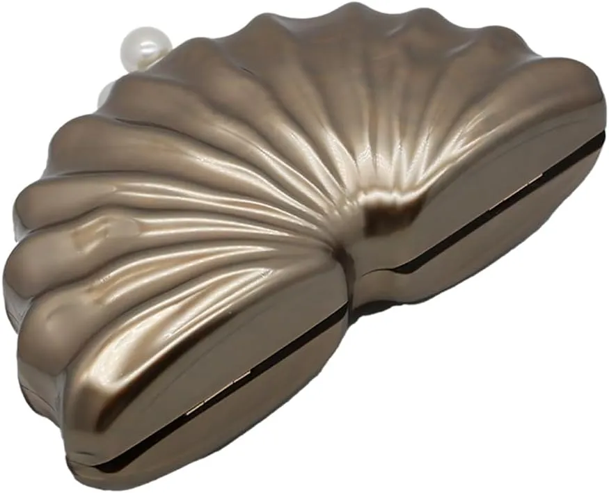 Women Acrylic Shell Shaped Clutch Luxury Marble Acrylic Evening Handbag Unique Chain Shoulder Bag Wedding Party Purses