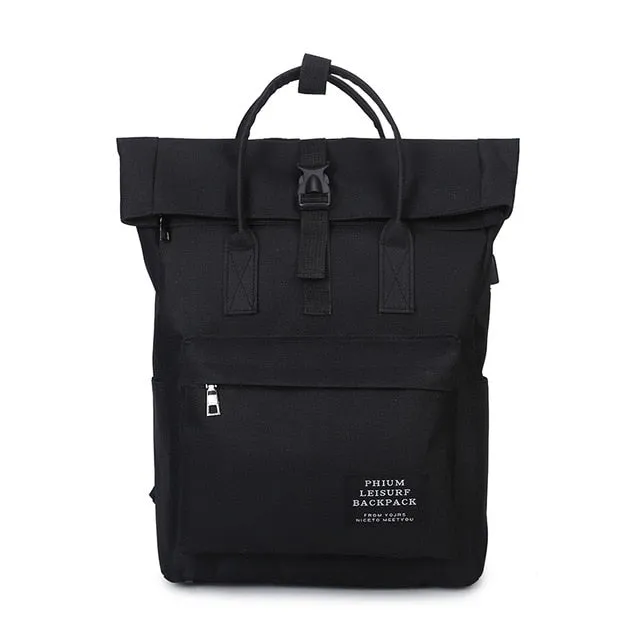 Women Canvas Backpack (USB Charging)
