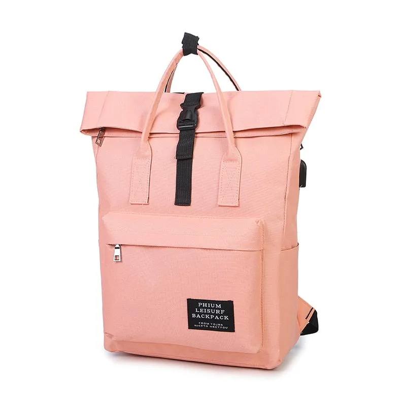 Women Canvas Backpack (USB Charging)