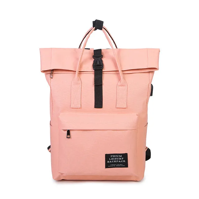 Women Canvas Backpack (USB Charging)