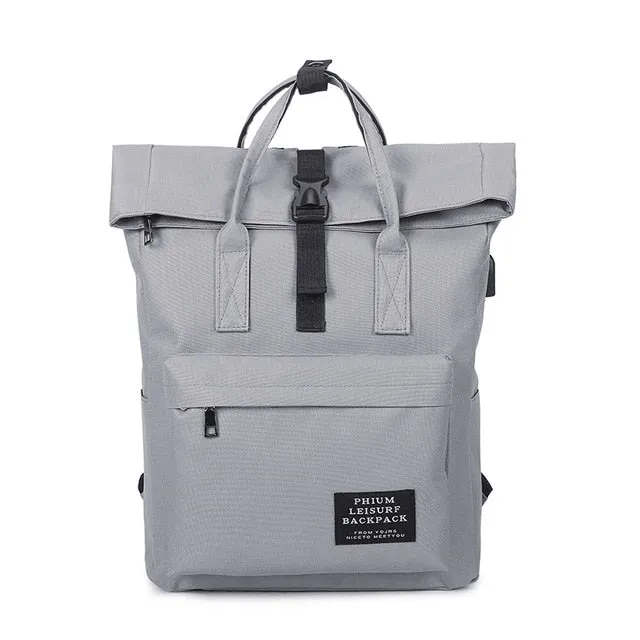 Women Canvas Backpack (USB Charging)