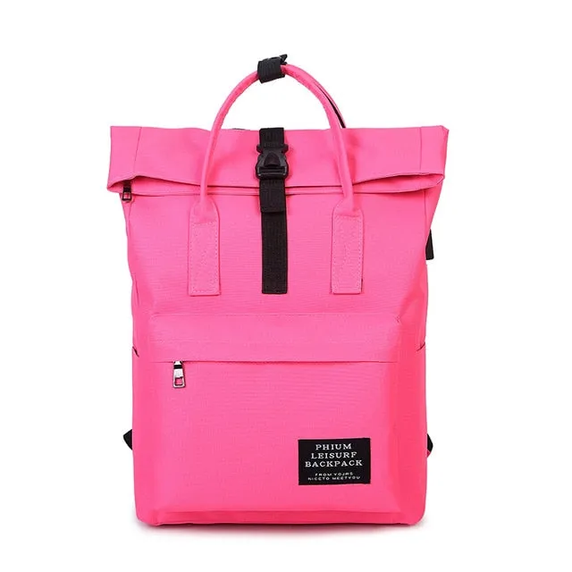 Women Canvas Backpack (USB Charging)