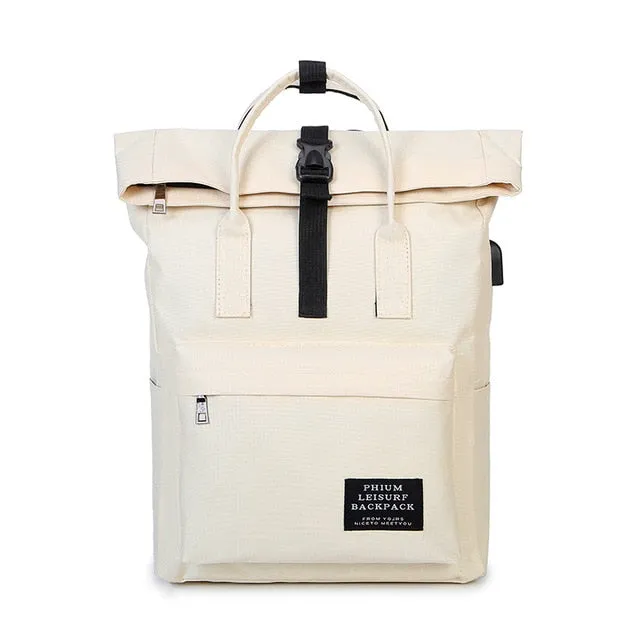 Women Canvas Backpack (USB Charging)