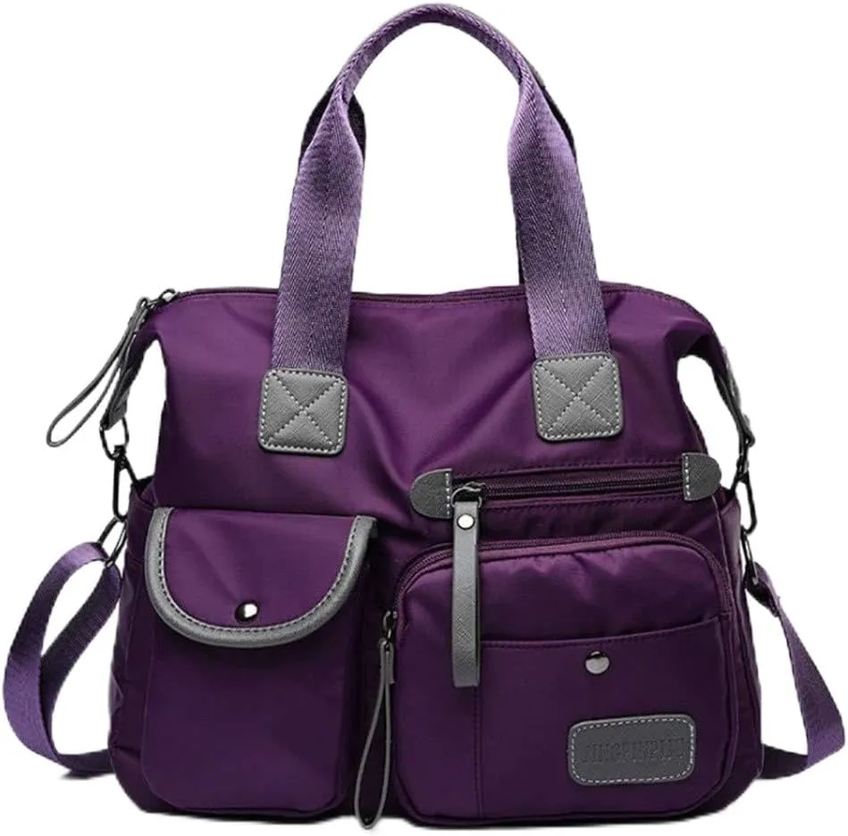 Women Casual Totes Handbags Shoulder Bags Purses Soft Nylon Bag (purple)