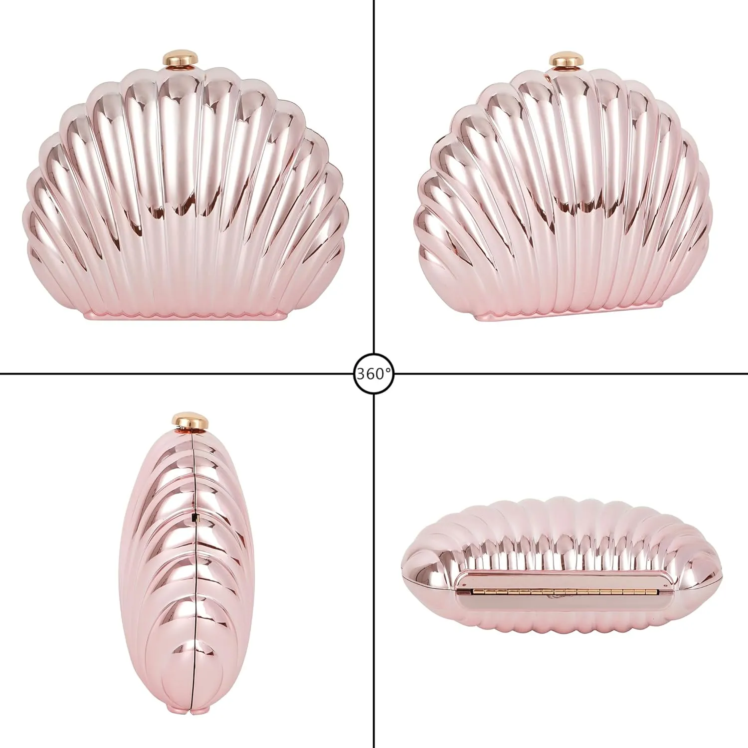 Women Evening Bag Acrylic Clutch Purse Shell Shape Shoulder Cross-body Bag Chain Box Bag