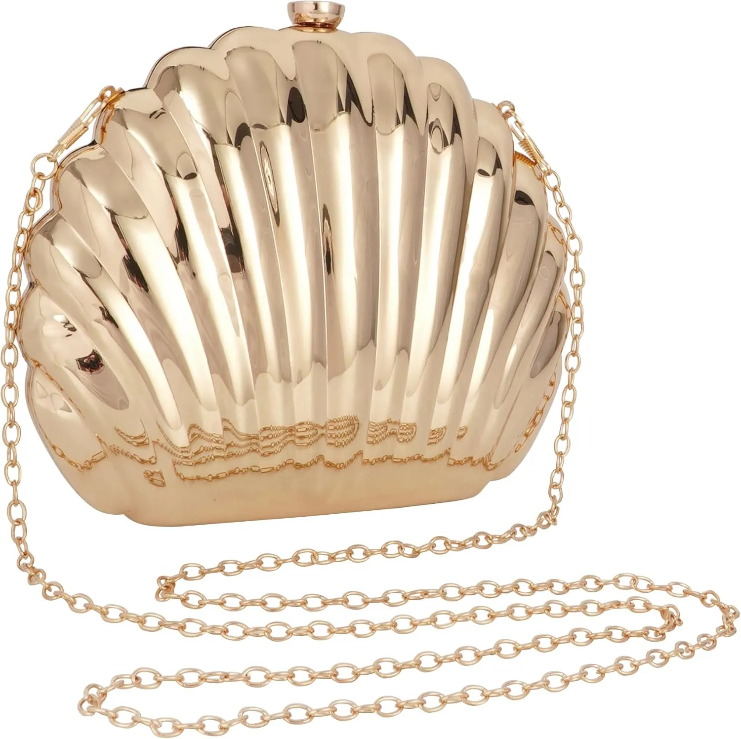 Women Evening Bag Acrylic Clutch Purse Shell Shape Shoulder Cross-body Bag Chain Box Bag