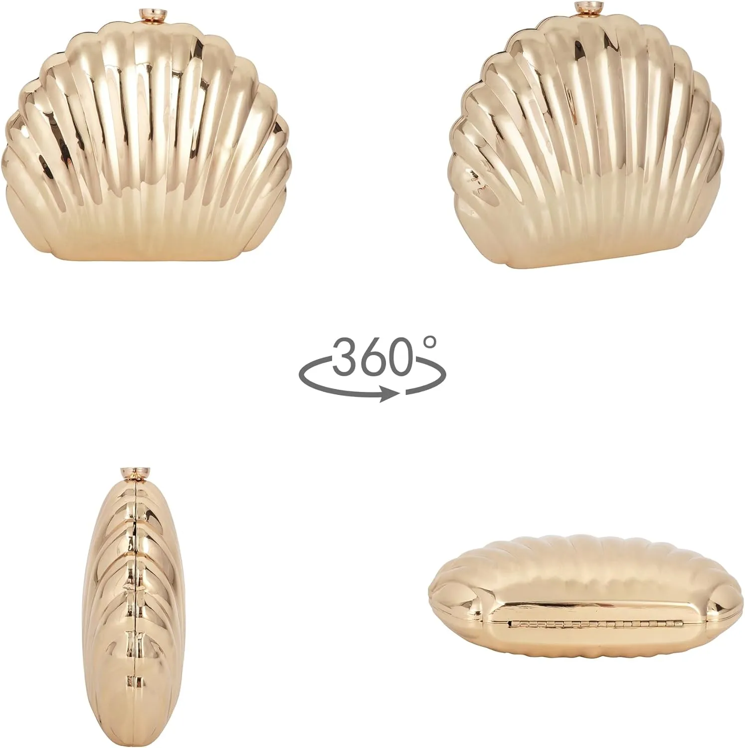 Women Evening Bag Acrylic Clutch Purse Shell Shape Shoulder Cross-body Bag Chain Box Bag