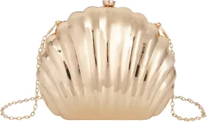 Women Evening Bag Acrylic Clutch Purse Shell Shape Shoulder Cross-body Bag Chain Box Bag
