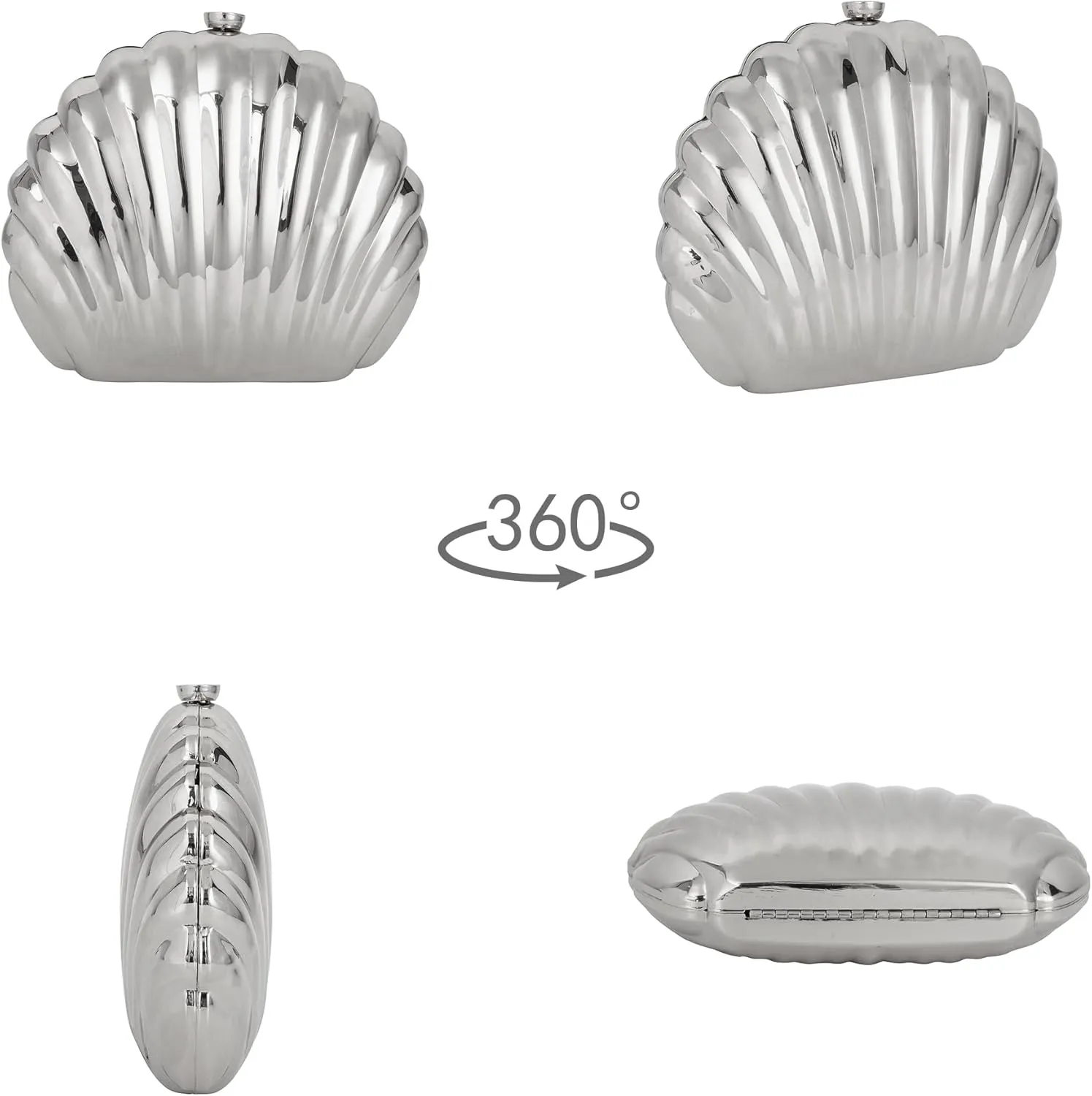 Women Evening Bag Acrylic Clutch Purse Shell Shape Shoulder Cross-body Bag Chain Box Bag