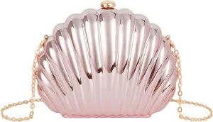 Women Evening Bag Acrylic Clutch Purse Shell Shape Shoulder Cross-body Bag Chain Box Bag