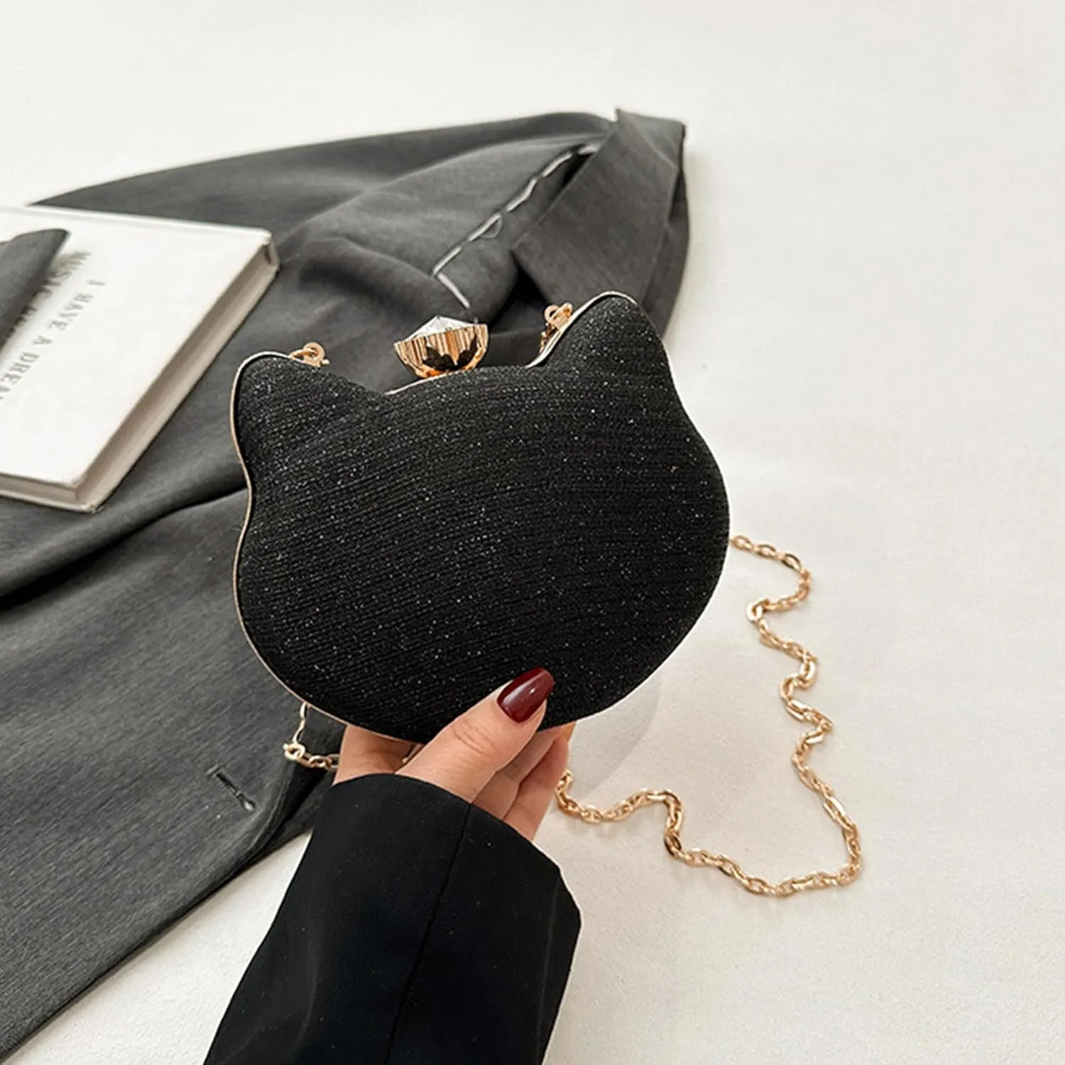 Women Evening Bag Acrylic Clutch Purse Shell Shape Shoulder Cross-body Bag Chain Box Bag