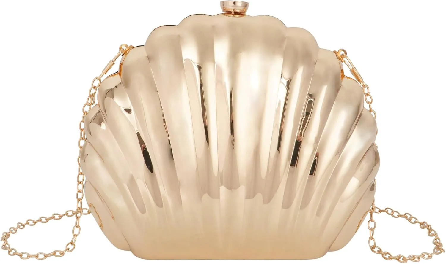 Women Evening Bag Acrylic Clutch Purse Shell Shape Shoulder Cross-body Bag Chain Box Bag