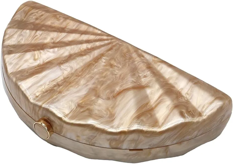 Women Fan Shell Acrylic Clutch Purse Marble Evening Bag Unique Handbag Cute Shell Clutch Wedding Purse for Party