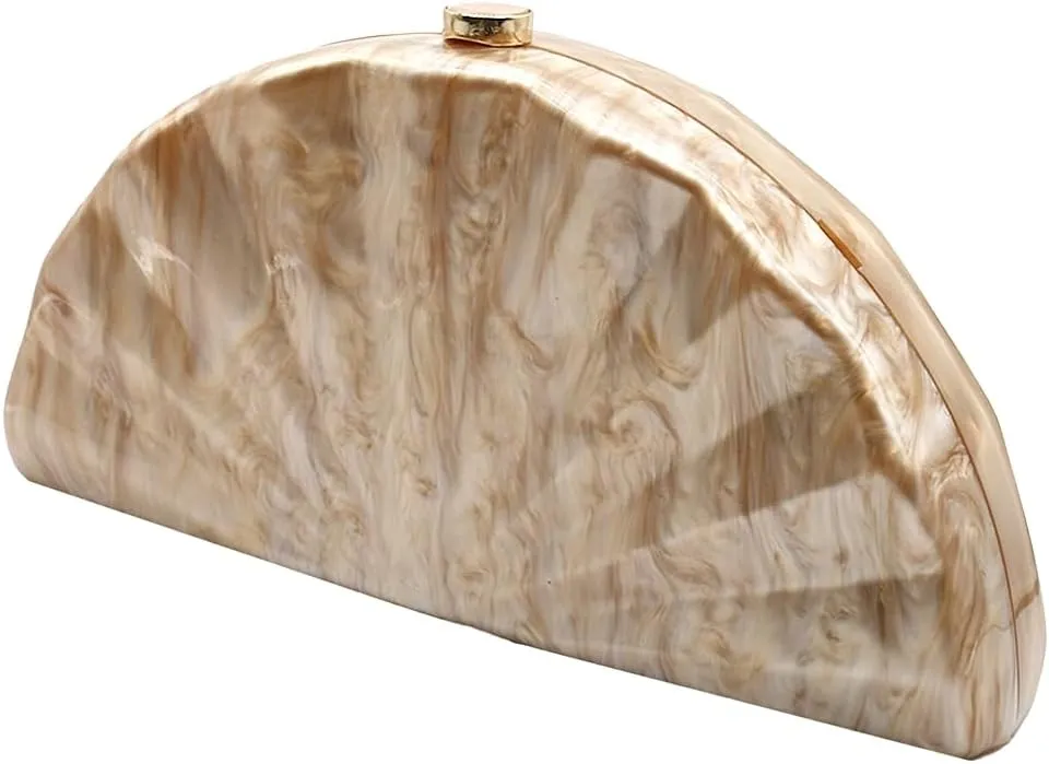 Women Fan Shell Acrylic Clutch Purse Marble Evening Bag Unique Handbag Cute Shell Clutch Wedding Purse for Party