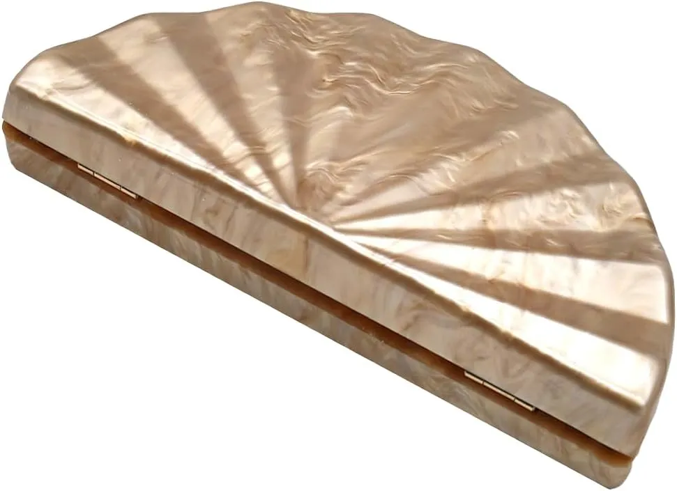 Women Fan Shell Acrylic Clutch Purse Marble Evening Bag Unique Handbag Cute Shell Clutch Wedding Purse for Party