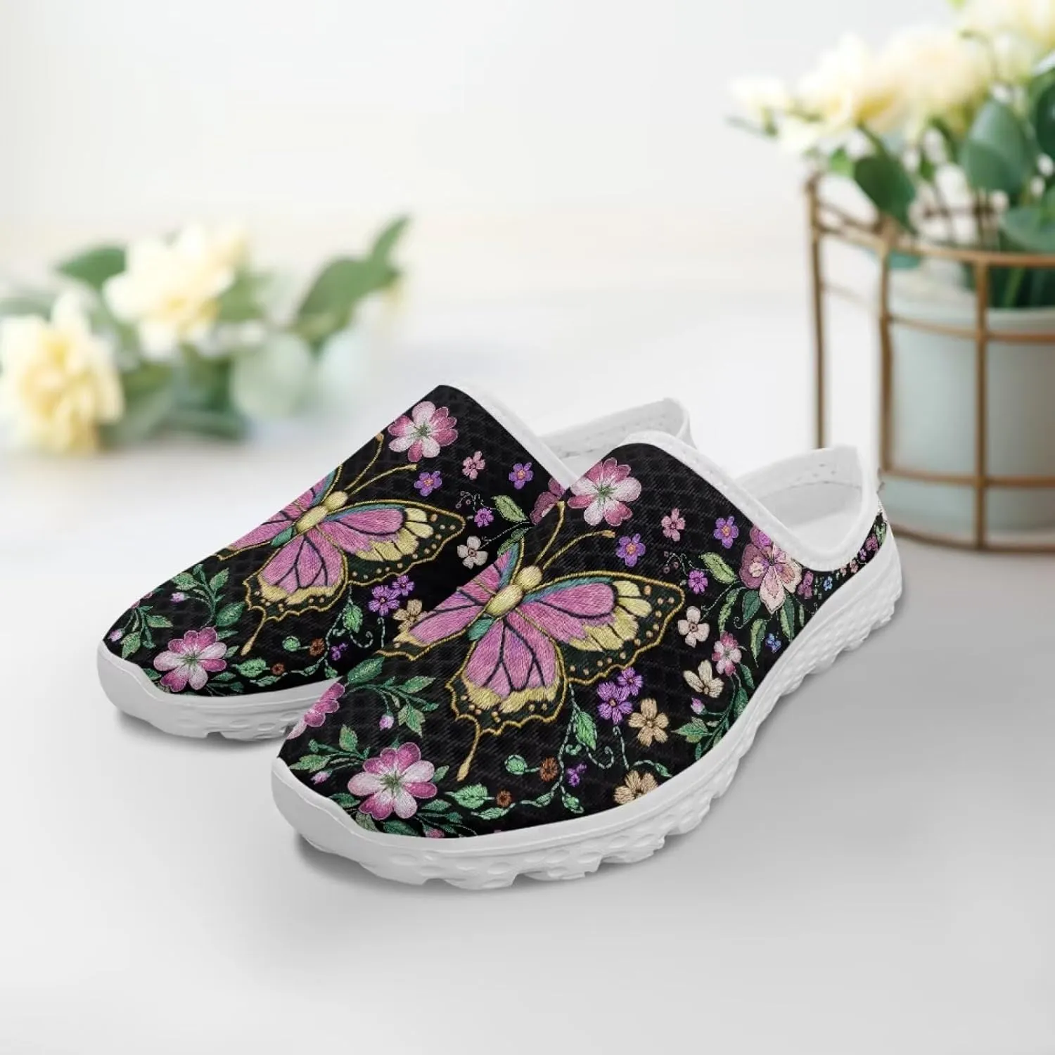 Women Garden Shoes Cute Animals Print Waterproof Mesh Loafers Classic Tennis Sneakers Breathable Loafers