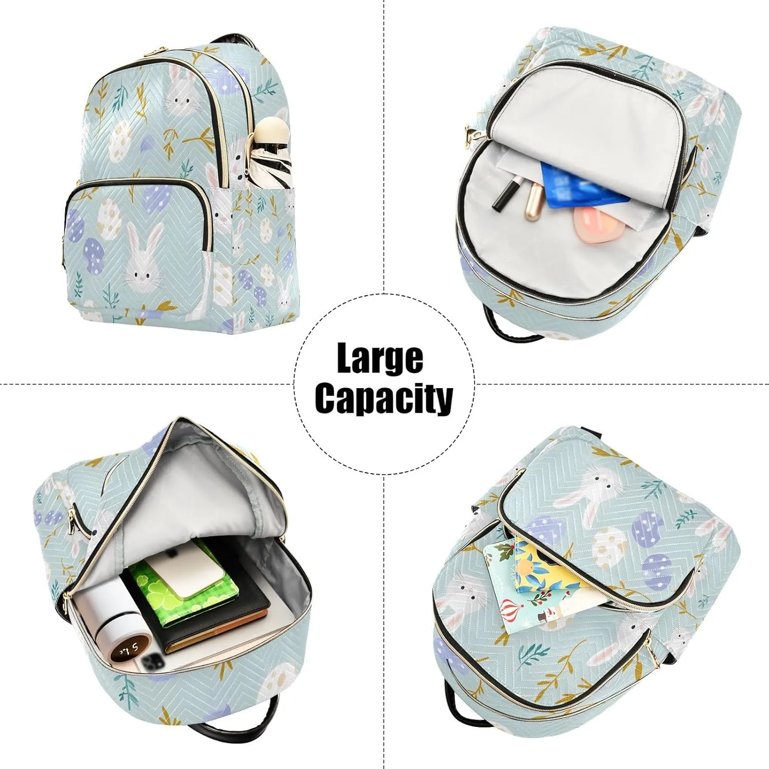 Women Mini Backpack Purse Bag Lightweight Casual Daily Travel Backpack Easter Bunny A Lovely Seamless Pattern Of Easter Eggs Back Pack Fashion Multipurpose Shoulder Bag