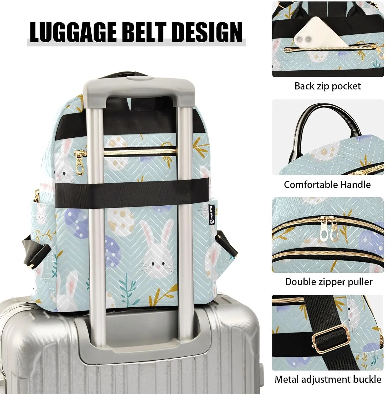 Women Mini Backpack Purse Bag Lightweight Casual Daily Travel Backpack Easter Bunny A Lovely Seamless Pattern Of Easter Eggs Back Pack Fashion Multipurpose Shoulder Bag