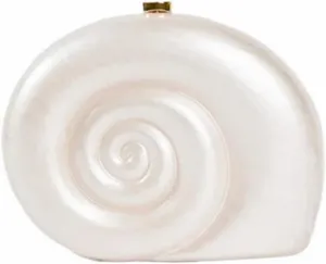 Women Pearl Acrylic Shell Purse Conch Acrylic Clutch Trendy Snail Shape Evening Handbag for Party Prom