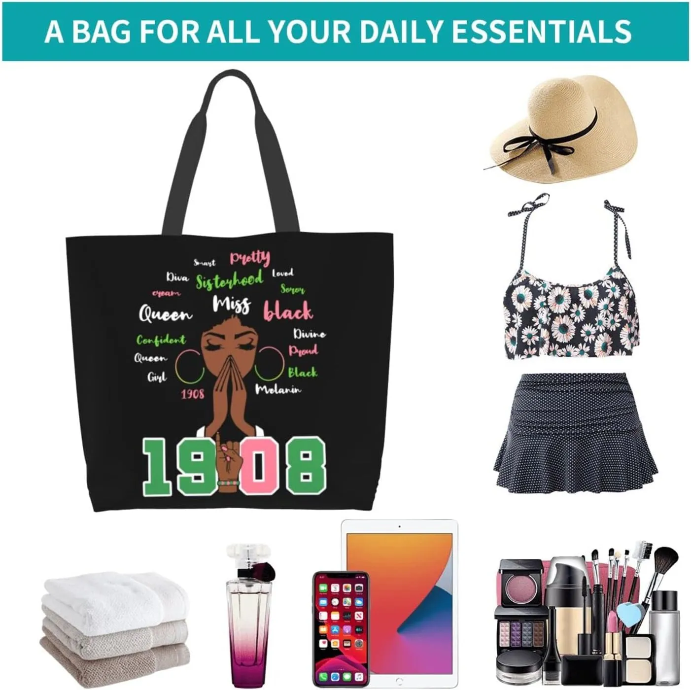Women Reusable Grocery Bag Waterproof Shopping Handbag
