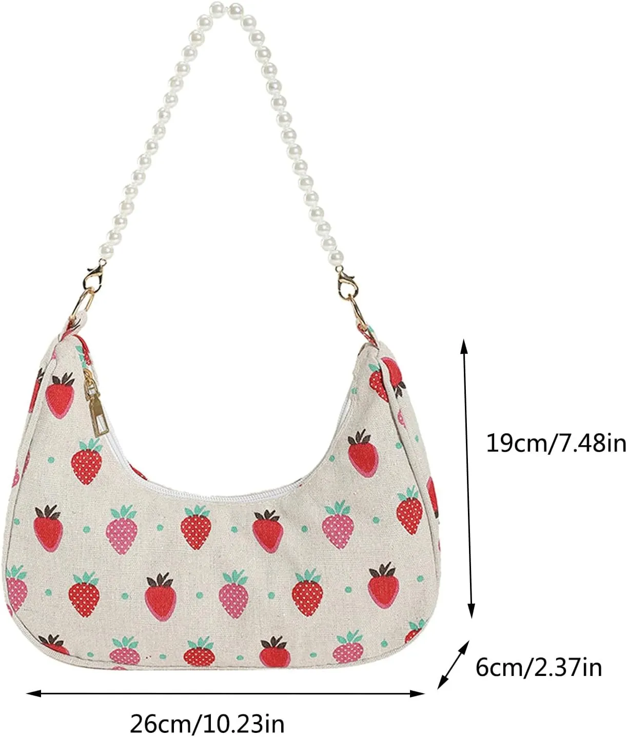 Women Shoulder Bag Fashionable New Pattern Flower Print Cute Daily Zipper Handbag Shoulder Tote Bag (Red, One Size)