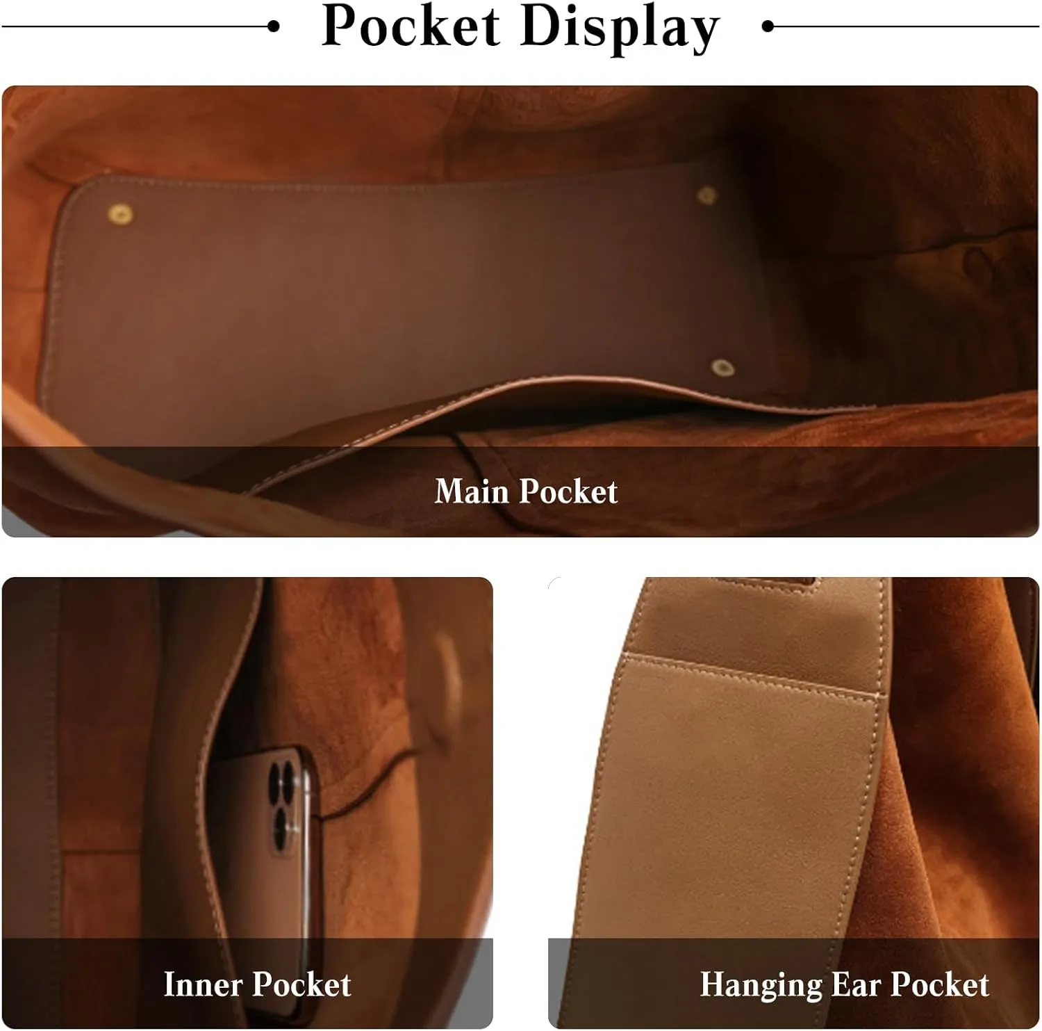 Women Suede Handbag Winter Fall Shoulder Bag Large Capacity Tote Bag Vintage Crossbody Bag Soft Top Handle Bag
