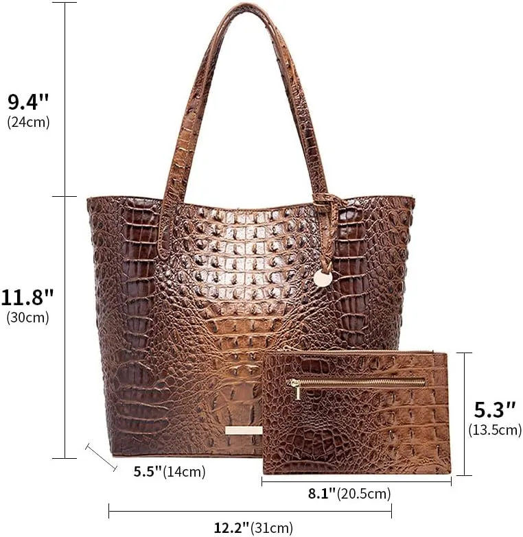 Women Tote Bag Crocodile Print Western Purses for Women Shoulder Hobo Top Handle Handbags for Shopping Travel