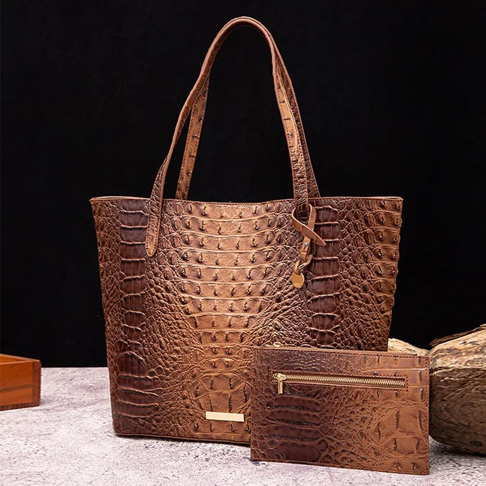 Women Tote Bag Crocodile Print Western Purses for Women Shoulder Hobo Top Handle Handbags for Shopping Travel