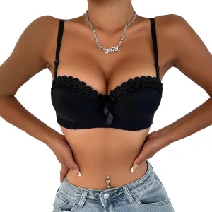 Womens Bowknot Bra Underwire Padded Push-up Full Coverage Bralettes
