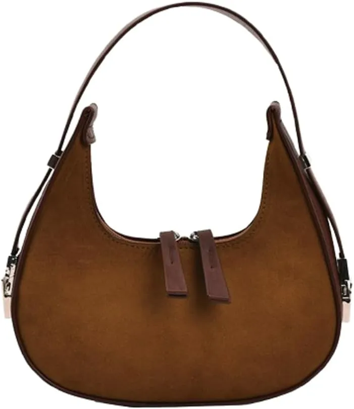 Women's Crescent Suede Shoulder Bags Fashion Suede Purse 2024 Winter Fall Vintage Hobo Handbag Daily Totes