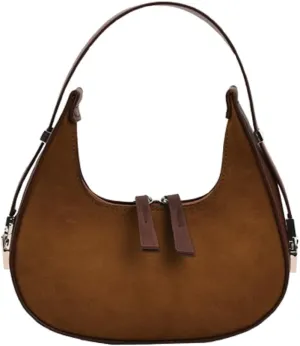 Women's Crescent Suede Shoulder Bags Fashion Suede Purse 2024 Winter Fall Vintage Hobo Handbag Daily Totes