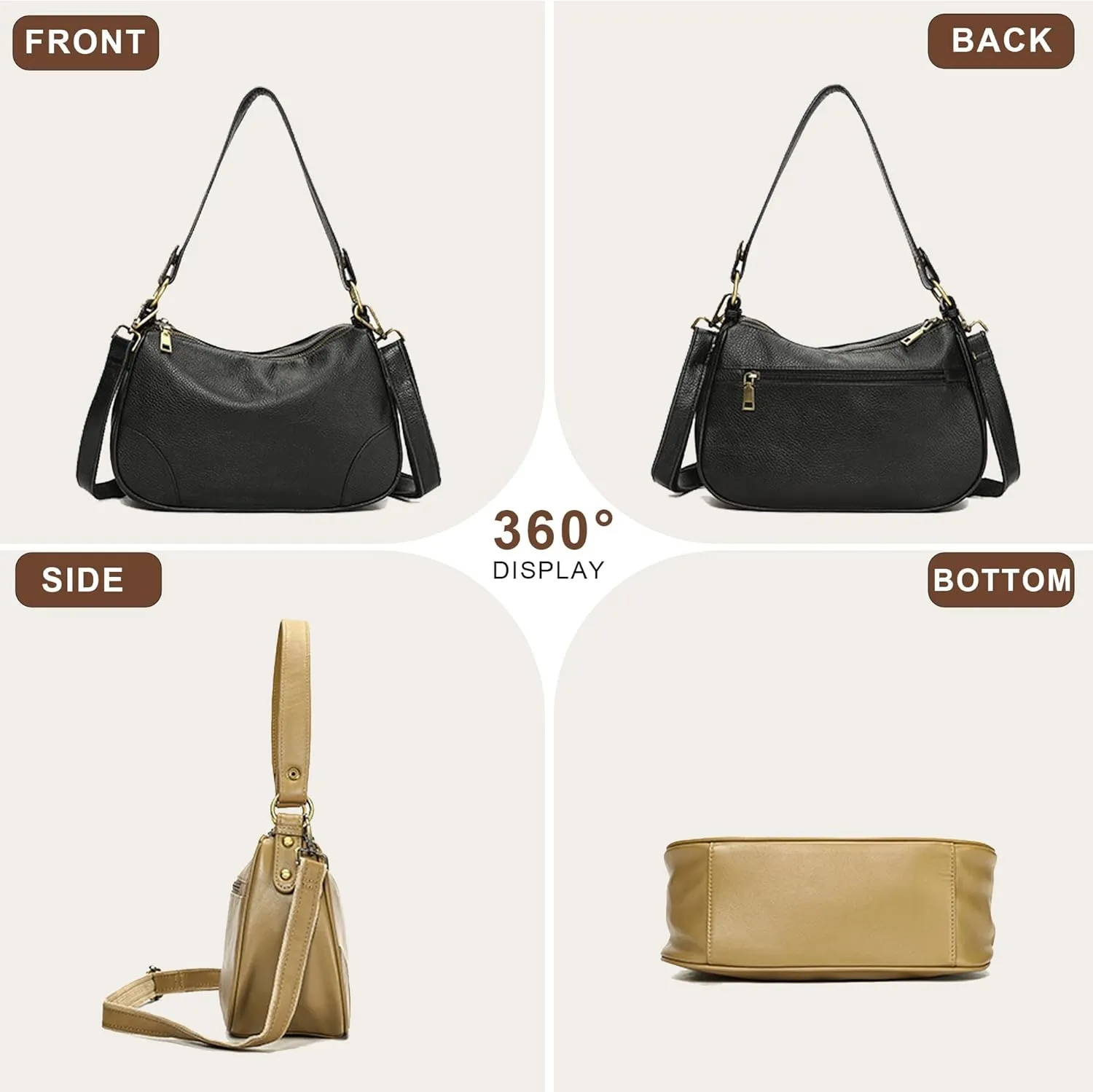 Women's Crossbody Bag Multifunctional Shoulder Bag Fashion Dumpling Bag With 2 Shoulder Straps