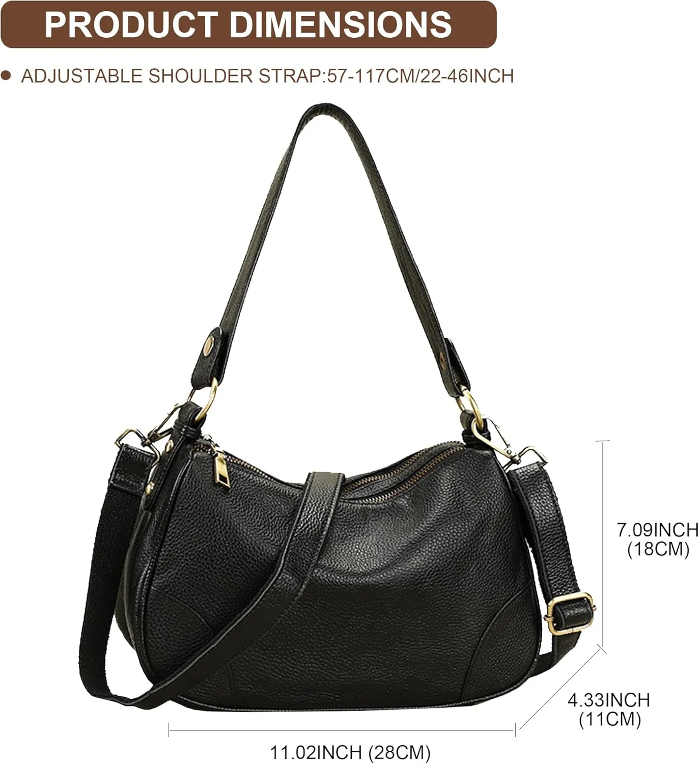 Women's Crossbody Bag Multifunctional Shoulder Bag Fashion Dumpling Bag With 2 Shoulder Straps
