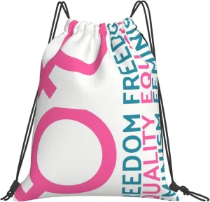 Women'S Equality Day 2024 Drawstring Backpack Rucksack Sackpack Travel Bags String Yoga Bags For Women Men 16 * 24 Inches, White