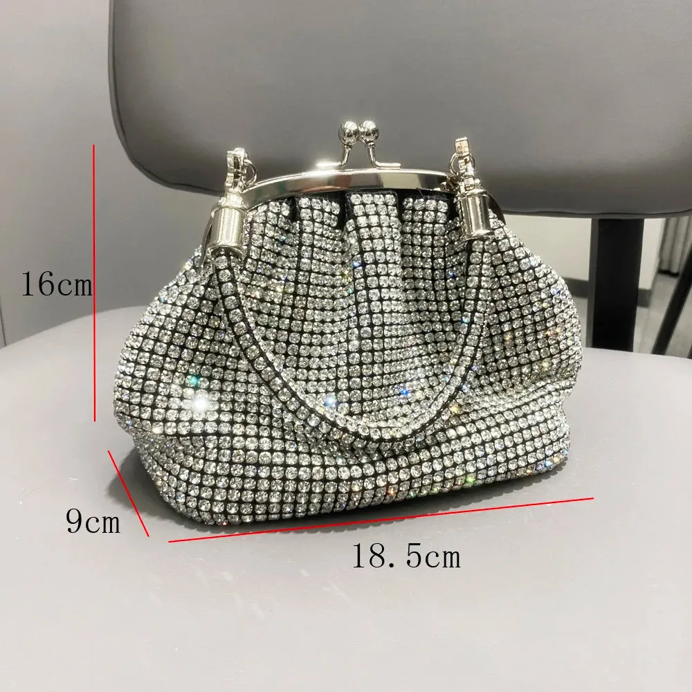 Women's Hand Dinner Shiny Rhinestone Portable Shell Bags