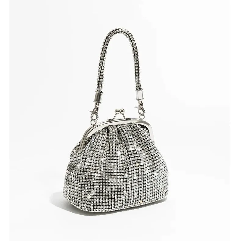 Women's Hand Dinner Shiny Rhinestone Portable Shell Bags