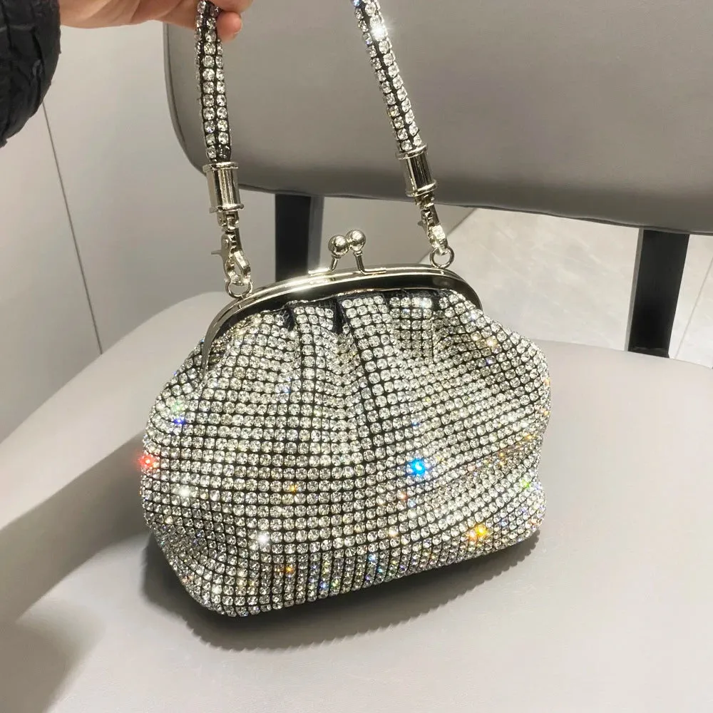 Women's Hand Dinner Shiny Rhinestone Portable Shell Bags