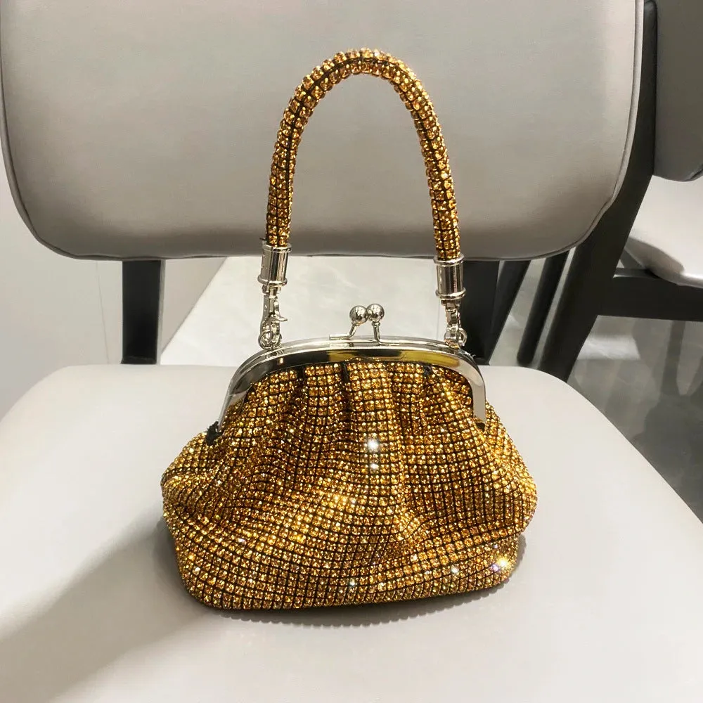 Women's Hand Dinner Shiny Rhinestone Portable Shell Bags