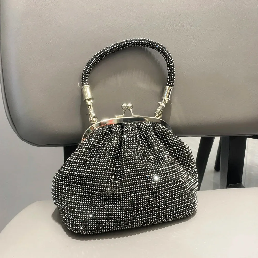 Women's Hand Dinner Shiny Rhinestone Portable Shell Bags