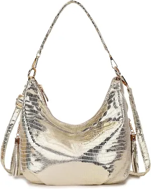 Womens Hobo Handbags PU Leather Shoulder Bags Ladies Hobo Purses Large Shoulder Bag Crossbody Bags with Tassel
