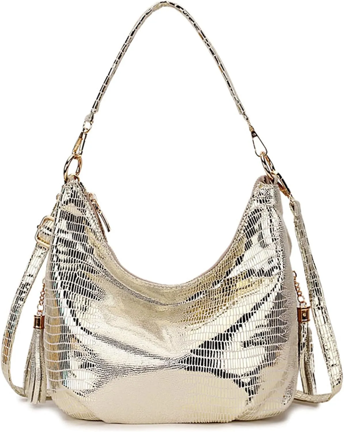 Womens Hobo Handbags PU Leather Shoulder Bags Ladies Hobo Purses Large Shoulder Bag Crossbody Bags with Tassel