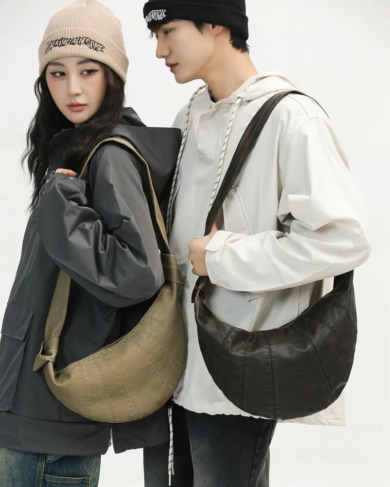 Womens Mens Vintage Shoulder Crossbody Bag Large Dumpling Tote Purses Soft PU Leather Handbags Y2k Top Handle Satchel