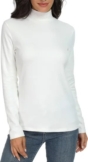 Women's Mock Turtleneck Cotton Long Sleeve Layering T Shirt Tops