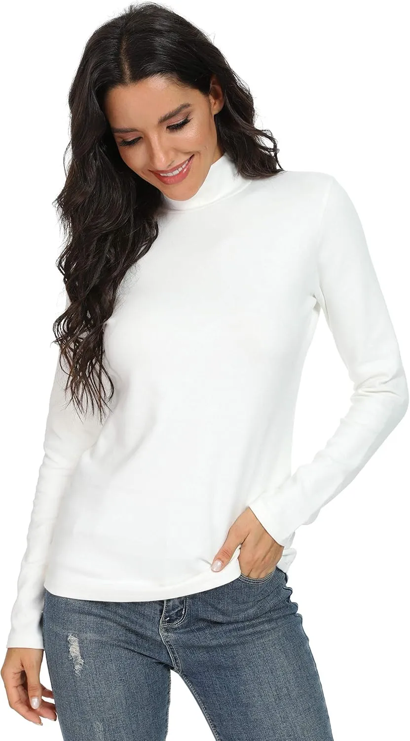 Women's Mock Turtleneck Cotton Long Sleeve Layering T Shirt Tops