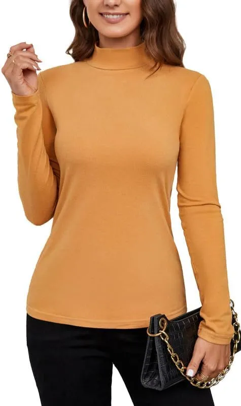 Women's Mock Turtleneck Lightweight Thermal Base Layer Tops