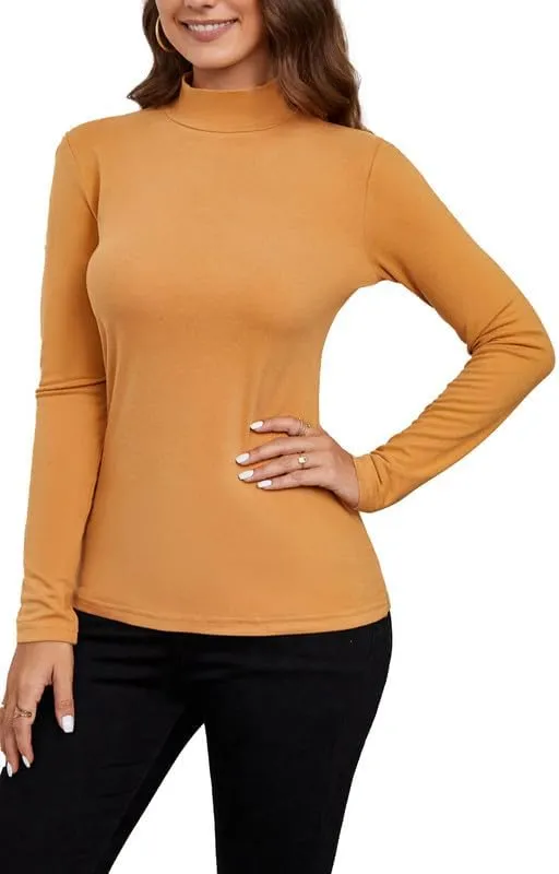 Women's Mock Turtleneck Lightweight Thermal Base Layer Tops