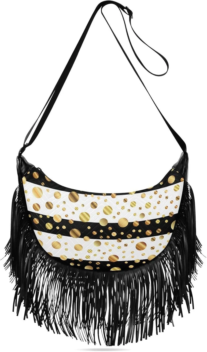 Women's PU Leather Chain Cross Body Bag, Shoulder Handbag Purse with Tassel for Ladies
